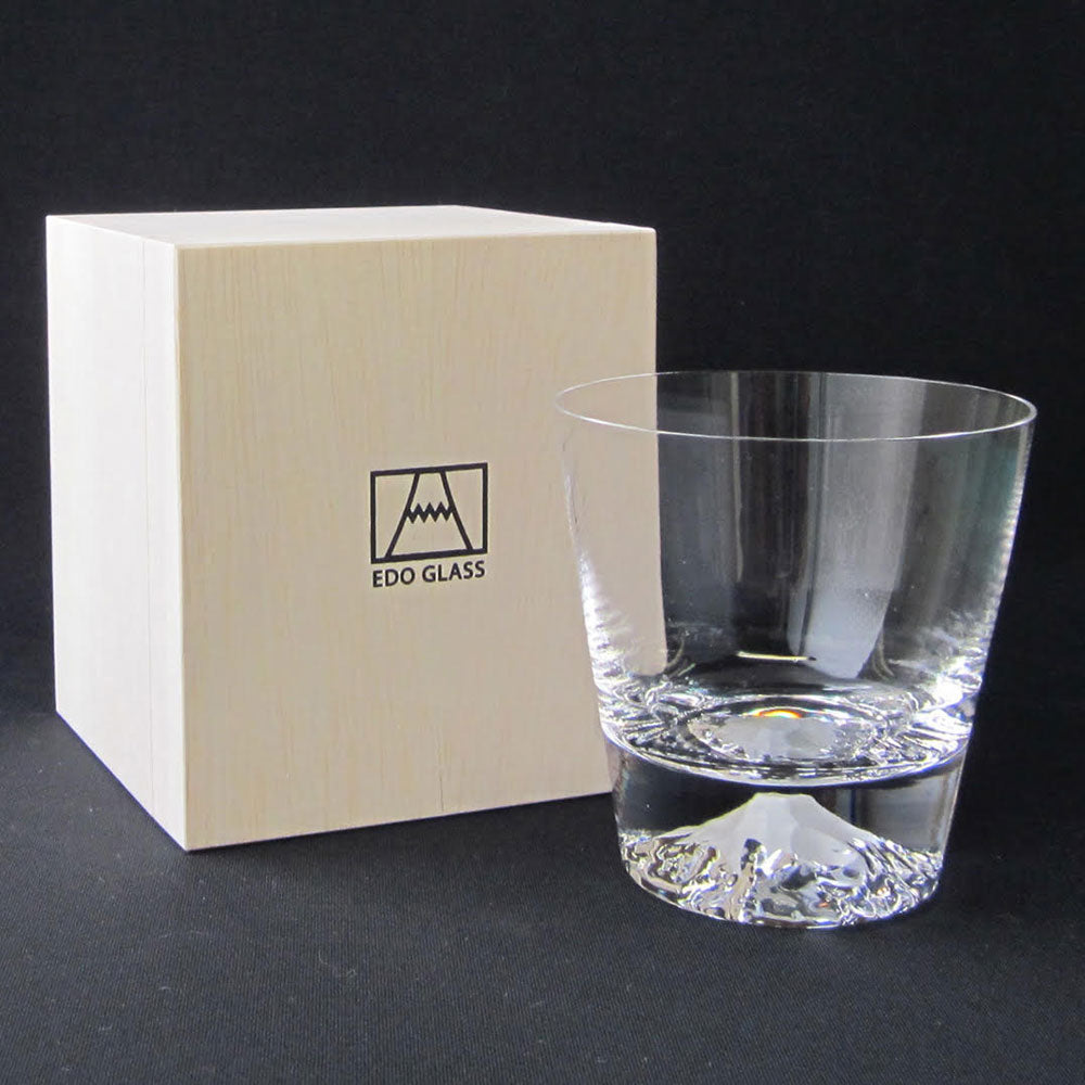 Mt.Fuji Glass, Rock Glass (with a wooden box) – Kimura glass Global ...
